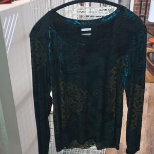 Chico's Elegant Black and Teal Blouse